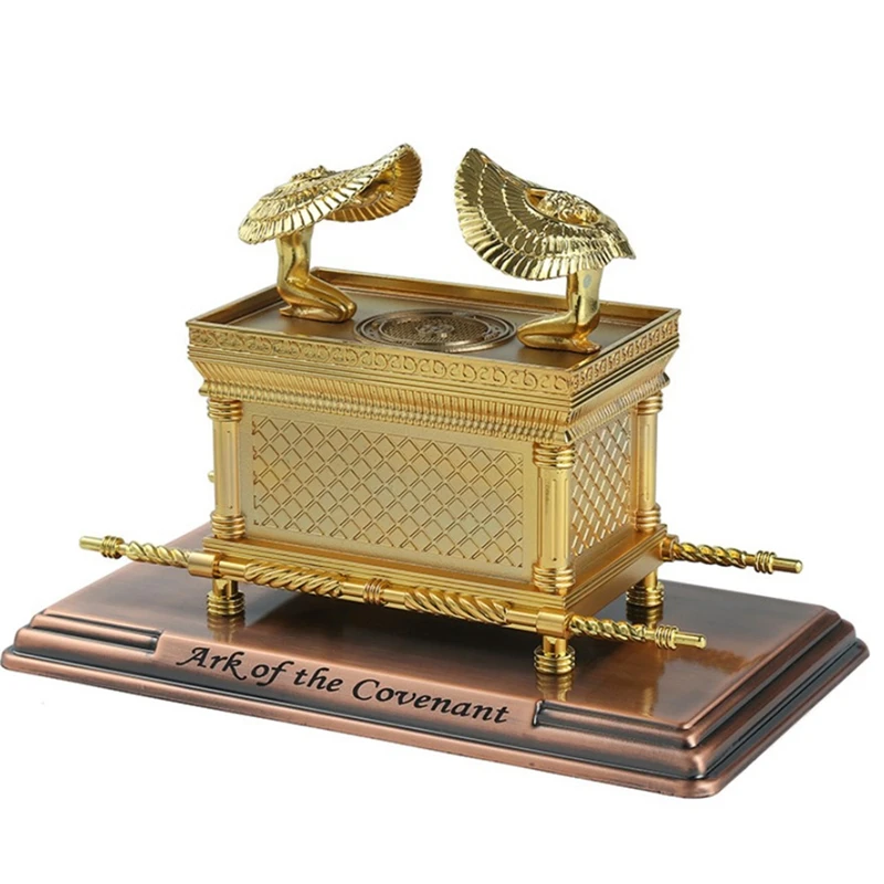 The Ark Of The Covenant Replica statua placcata in oro con contenuto di arca Aaron Rod Home Living Room ornamenti di artigianato in metallo