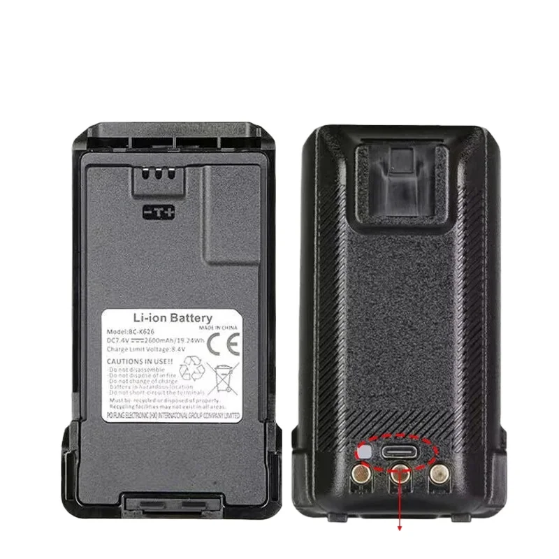 Für 7,4 V 2600 mAh BAOFENG Walkie Talkie UV-K6 Batterie Unterstützung Typ-C Lade BC-K626 Li-Ion Batterie UV-K61 UV-K62 Zusätzliche Batterie