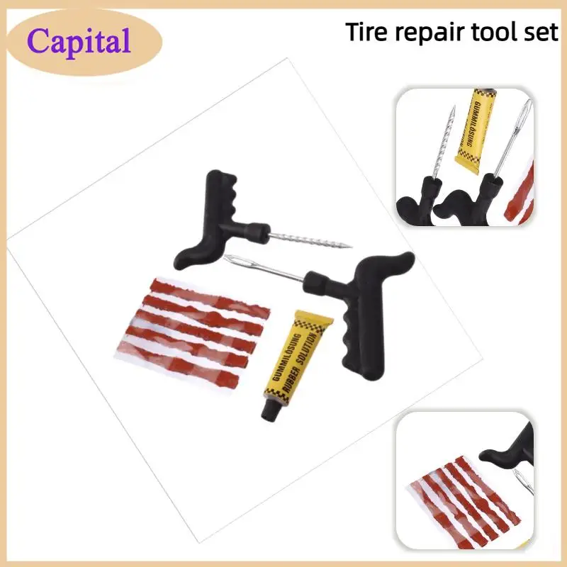 Tubeless Tire Repair Kit with Rubber Plugs – Puncture Fix Tool Set Uses for Car Motorcycle Truck & SUV Emergency Repairs