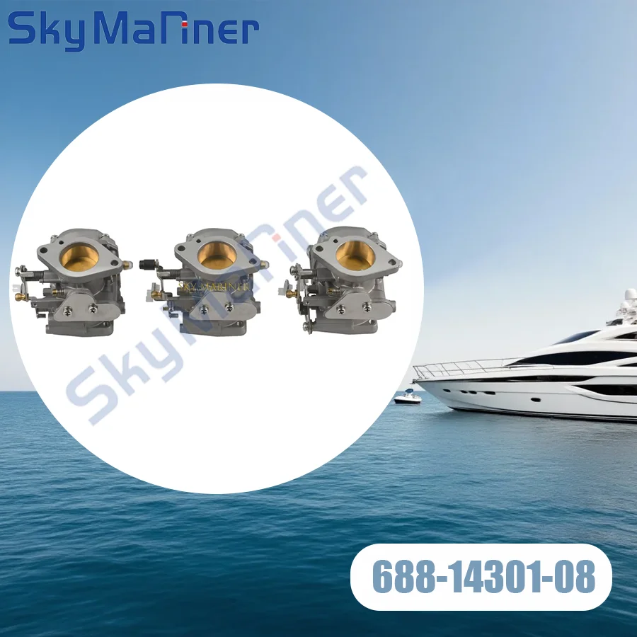 

688-14301-08 Карбюратор в сборе (3 шт.) для лодочного двигателя Yamaha 2T 50HP 75HP 85HP Запасные части для подвесного двигателя 688-14301