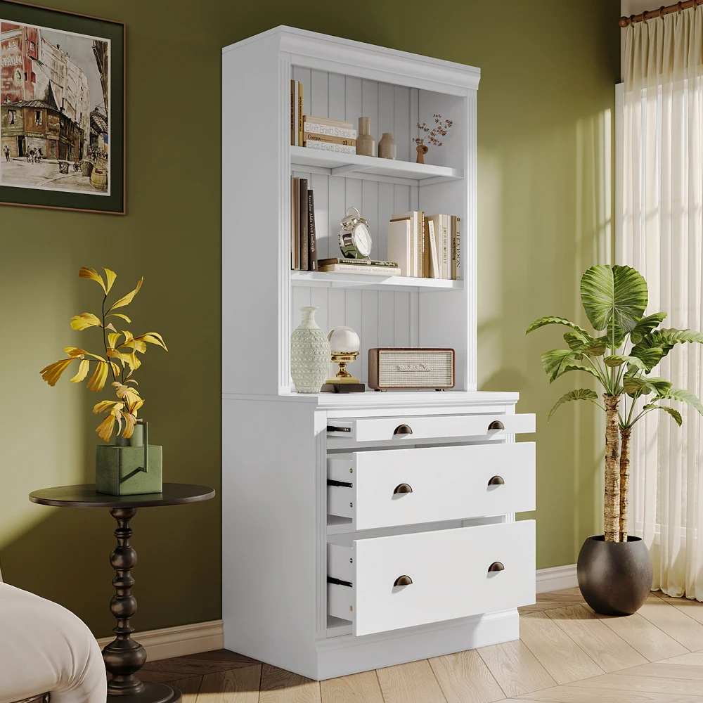 

83.4"Tall Bookshelf with LED Lighting, Modern Bookcase with 3 Drawer and Open Shelves,Storage Bookshelf for Living Room,Home