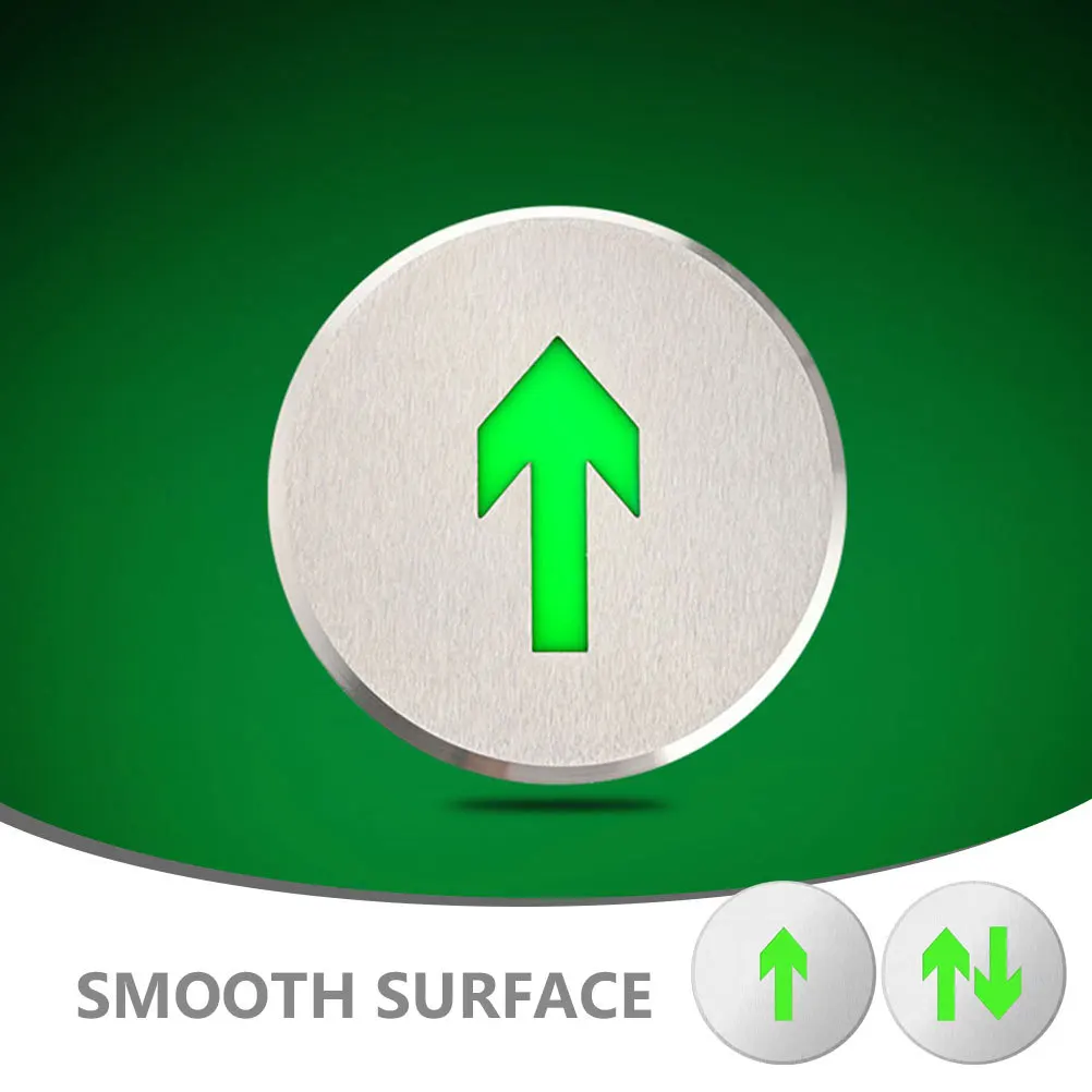 

2Pcs Glow in The Dark Arrow Exit Sign Stainless Steel Safety Floor Stair Marker with Bright Luminescent Design for Emergency