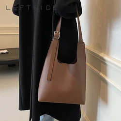 LEFTSIDE Duży projekt PU Skórzane torby na ramię Lady 2024 Winter New Korean Fashion Simple Tote Bag Y2K Trend Handbags and Purses