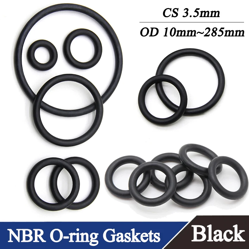 

NBR O-ring thickness CS 3.5mm OD 10~285mm Black Nitrile Butadiene Rubber Oil High Temperature Resistant O Ring Sealing Gasket