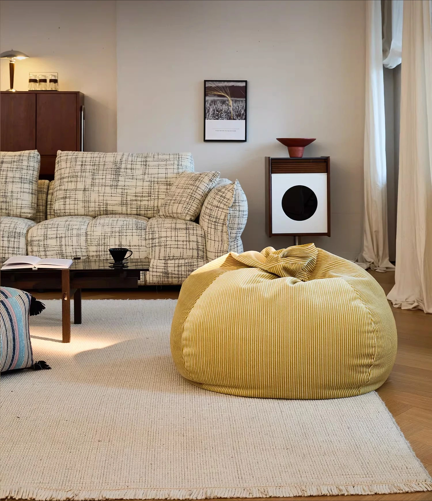 

Wabi Sabi Wind Children's Sofa Small Sofa Fabric Leisure Chair Modern Simple Lazy Sofa Living Room Bedroom Reading Area