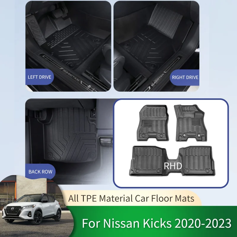 TPE RHD Atuo Floor Mats All-Weather Foot Pads Waterproof Tray Mat Accessories for Nissan Kicks XV D15 2020 2021 2022 2023 2024