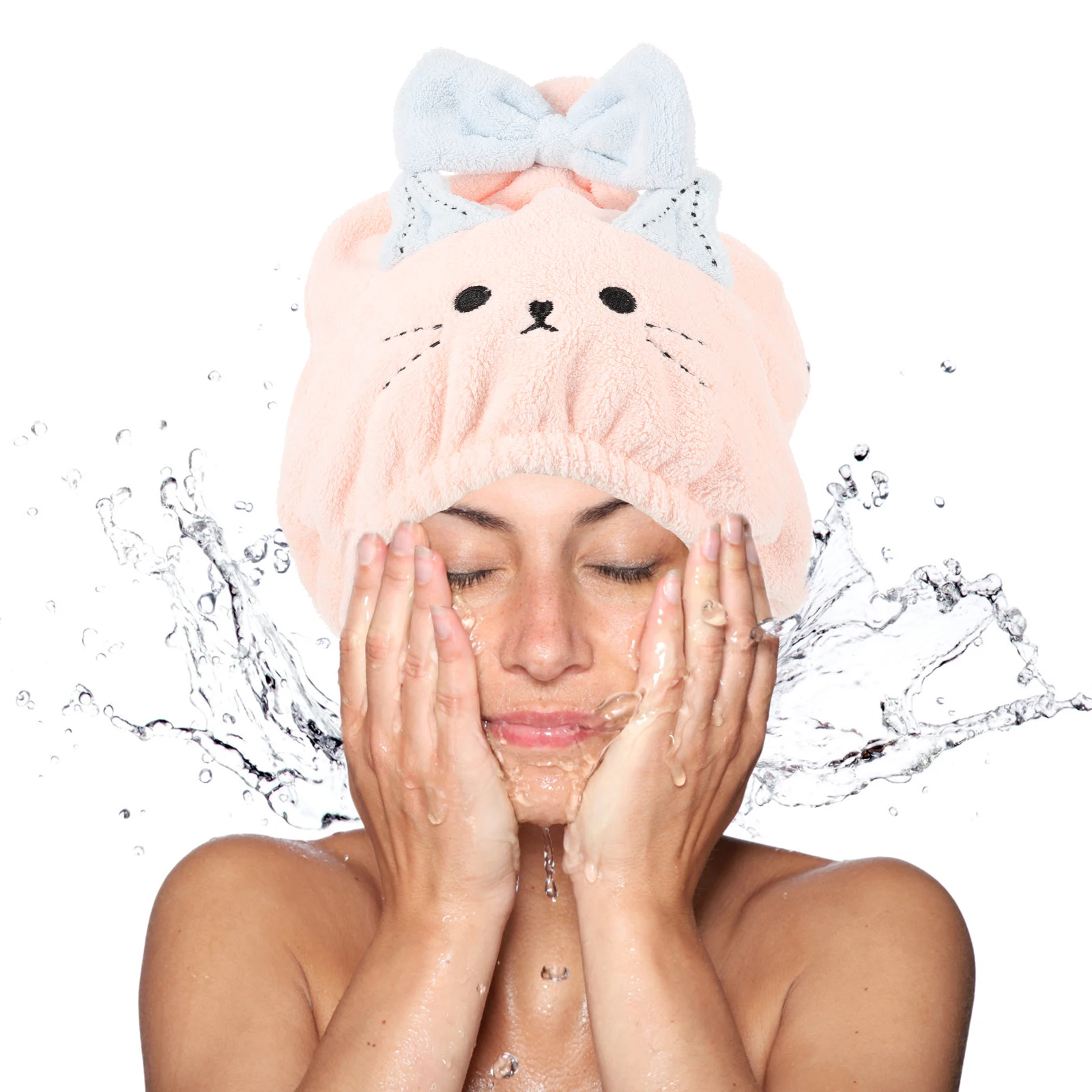 

2PCS Hair Drying Cap Soft Coral Fleece Fast Absorbent Microfiber Towels Bath Shower Gym Home Use Dry Hair Towel