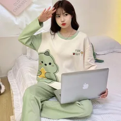 New Women's Spring and Autumn Pajamas Homewear Suit Girls Long-Sleeved Students Ins Wind Autumn and Winter Loose Homewear