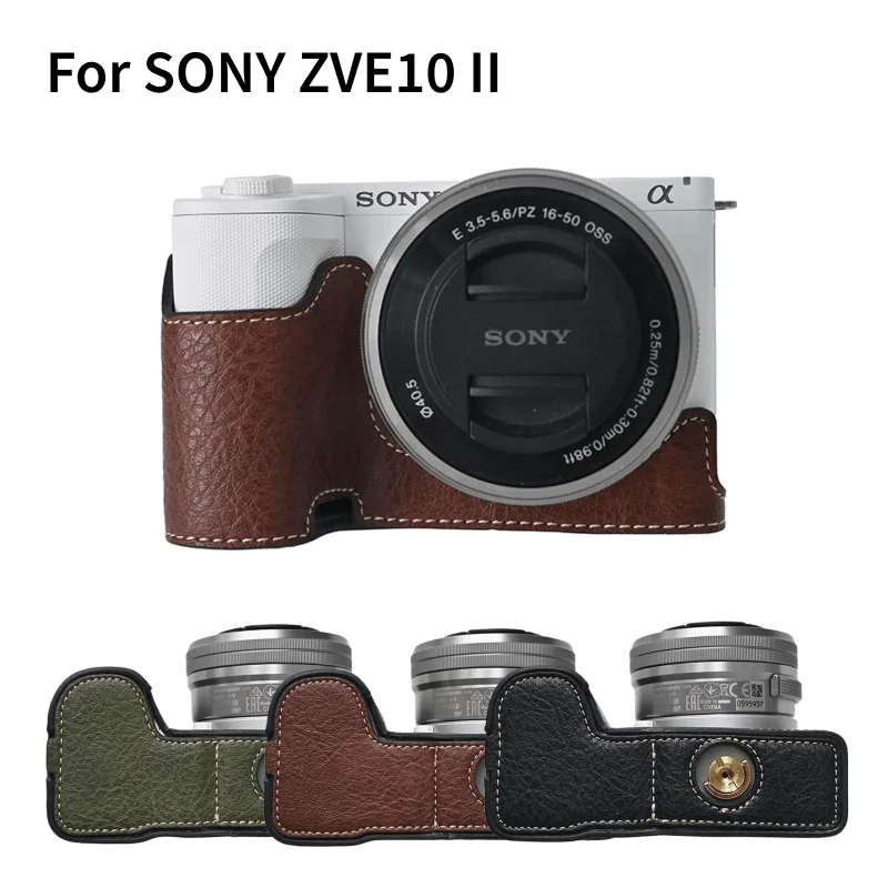 PU Leather Camera Half Case Protector for Sony ZV-E10 II Mark II ZVE10M2 ZVE10 II Battery Openning Base Cover