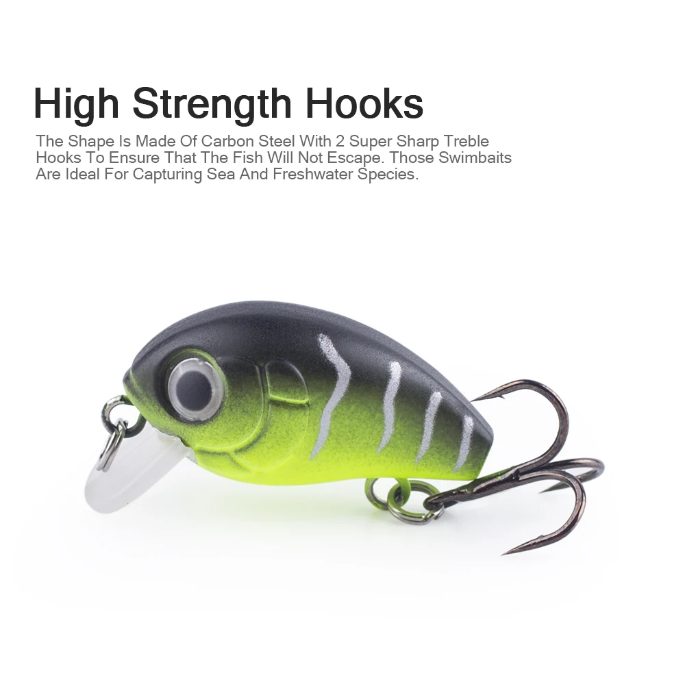 Hanlin 5 Stück/Set 2,8 cm 2 g Mini-Wobbler, langsam sinkender Crankbait-Angelköder, künstlicher Köder, Hartplastik-Wobbler für Barsch-Angelausrüstung – Detail 7