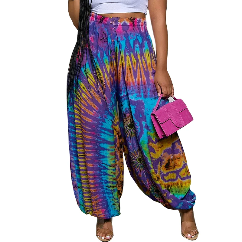 

African Pants Clothes Women Elastic High Waist Loose Trousers Fashion New Tie Dye Print Streetwear Dashiki African Pant Clothing