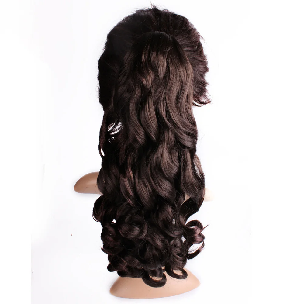 Peruca sintética com clipe de garras para mulheres, peruca encaracolada fofa, peruca invisível sem costura, extensão do cabelo 45cm