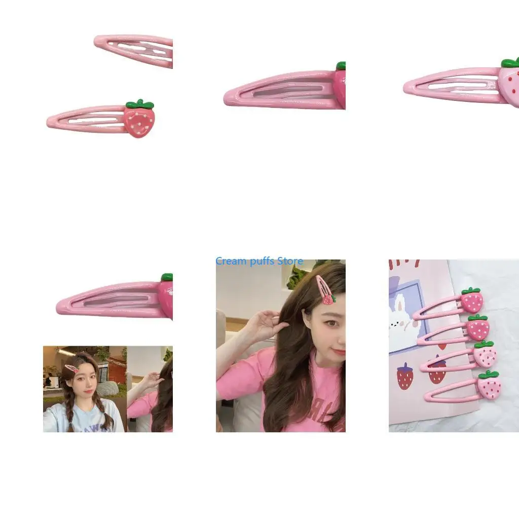 50LE Clip Hair Pins Strawberry Y2K Girls Headdress Pink Strawberry