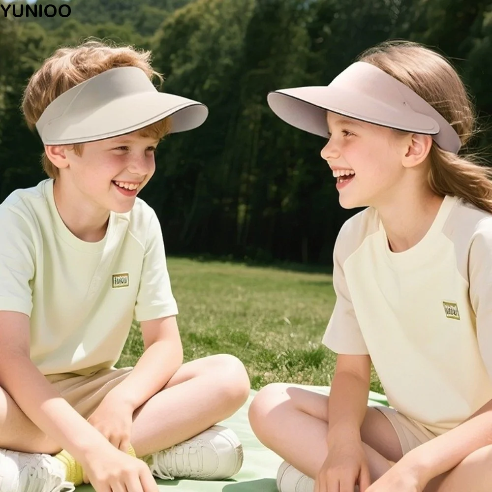 

Fashion Breathable Kids Sunshade Hat Soft Quick-dry Summer Kid Sunhat Solid Color Lightweight Foldable Empty Top Cap Boys