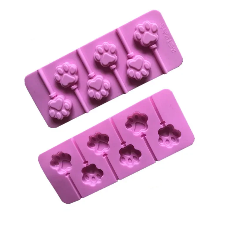 3D Cat Dog Paw Shape Silicone Lollipop Mold DIY Chocolate Cheese Stick Baking Mould Kitchen Pastry Bakeware Cake Decorating Tool