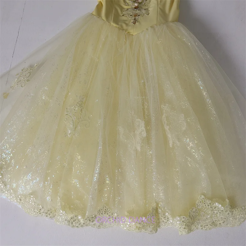 ขายร้อนเด็กผู้หญิงเด็กผู้หญิงผู้ใหญ่สวมใส่สีเหลืองบัลเล่ต์ Tutu เครื่องแต่งกาย