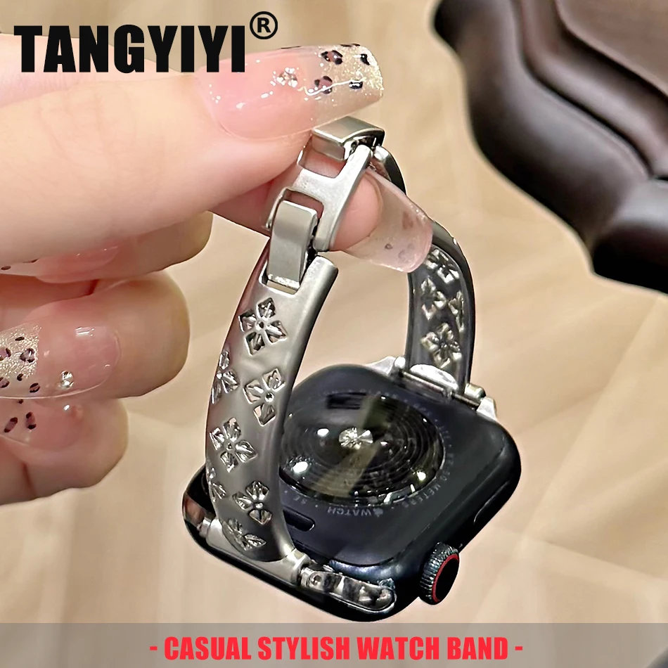 

Openwork Flower Bracelet Copper Strap For Apple Watch Band S11/10/9/8/7/6/5/SE/Ultra 2 iWatch Series 49/46/45/44/42/41/40/38mm