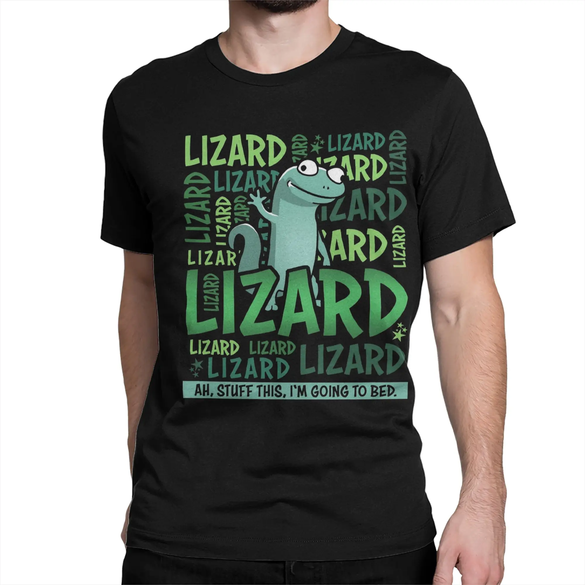 Men Women T-Shirt The Lizard Ah I'm Going To Bed Casual Pure Cotton Tee Shirt Hoppers Tom Lizard T Shirts Round Collar Clothing