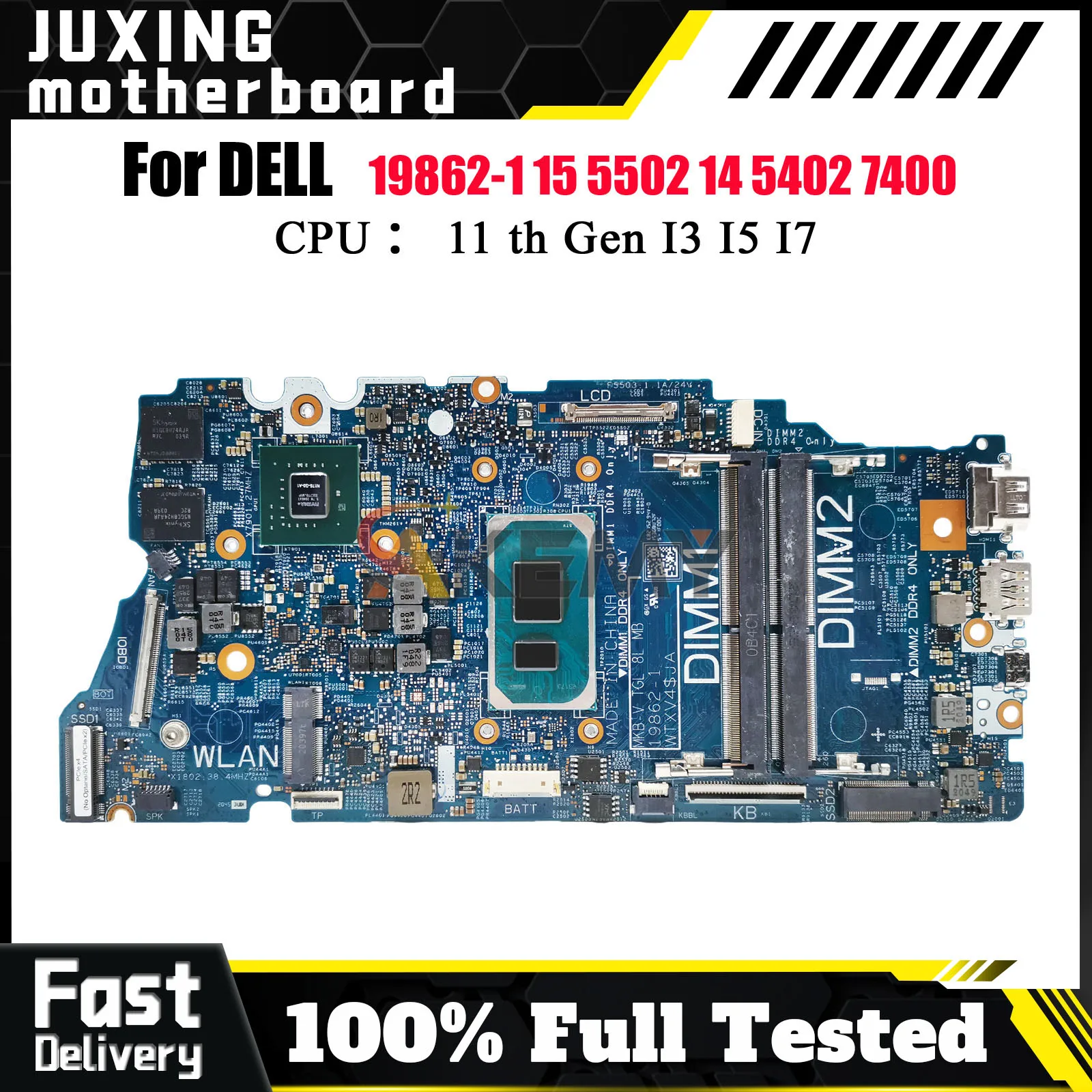 

Материнская плата для ноутбука Dell Vostro 5402 5502 с i3 i5 i7 19862-1 CN-0G0XMN 04D2JV 0H2F8K 010GRP 0JV4DR, материнская плата протестирована нормально
