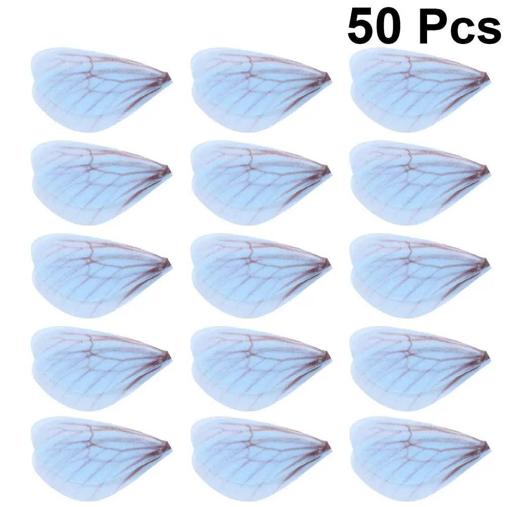 

50 Pcs Mini Butterflies for Crafts Wings Fairy Charms Fake Dragonfly Decor Crafting Wall Art Miss