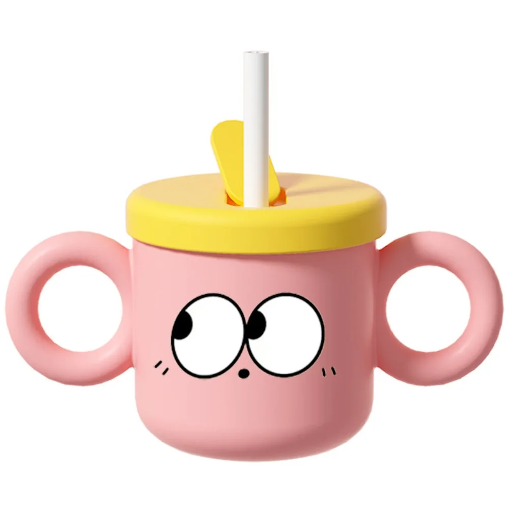 Heat Resistant Baby Milk Cup with Scale Mark Self-Help Kid's Straw Cup Portable with Straw Water Cup Tool Juice Bottle