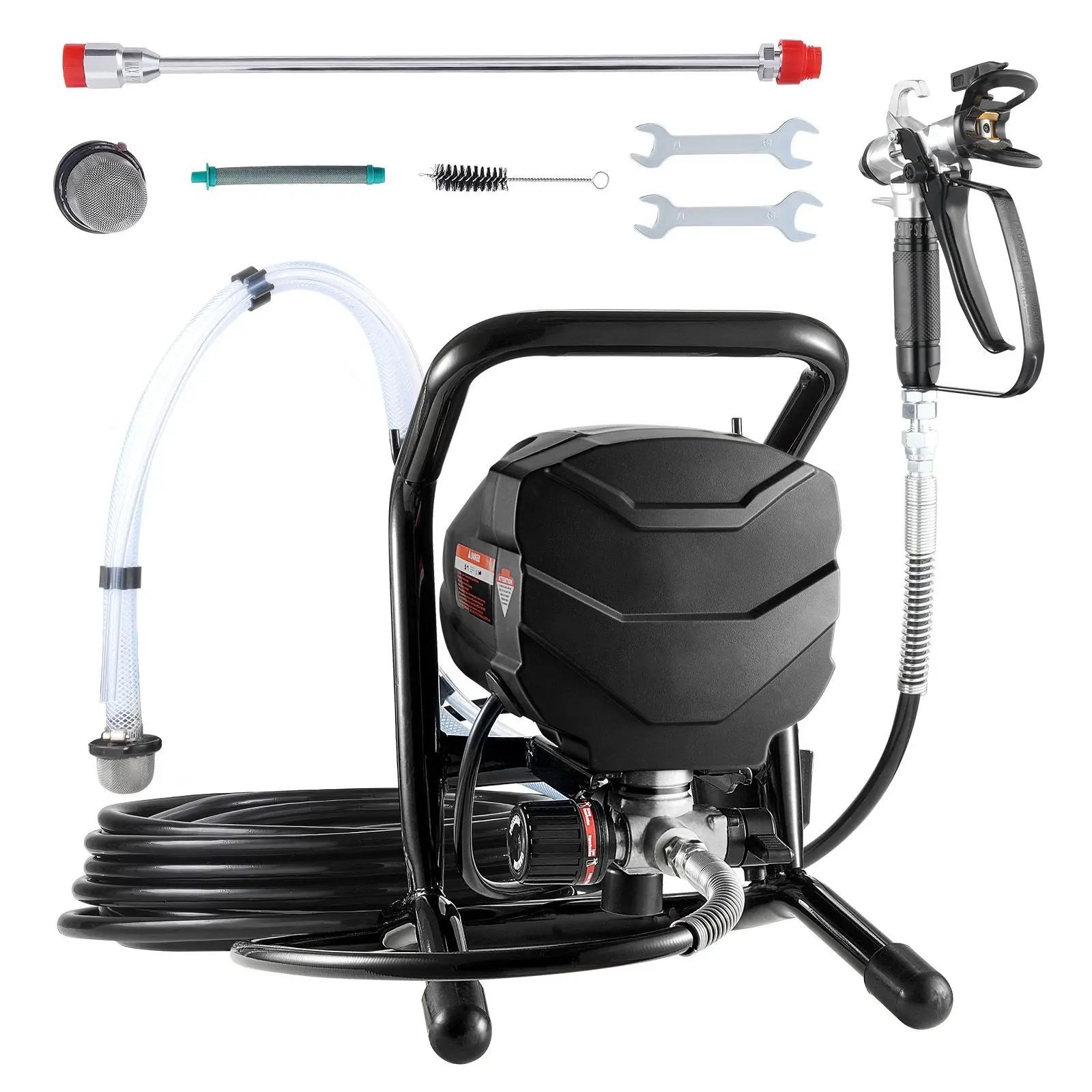 Stand Airless Paint Sprayer, 650W High Efficiency Airless Sprayer, 3000PSI Electric Paint Sprayer Machine Extension Rod and Cleaning Kits for Interior and Exterior Furniture/Fence/Home/House