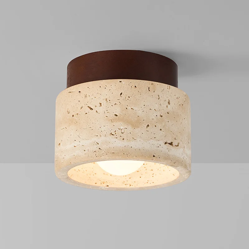 

Yellow Travertine Ceiling Light, Aisle Light, Corridor Entry, Medieval Wabi Sabi Cream Wind Entry, LED Ceiling Light