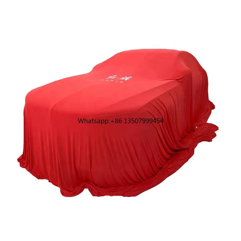 Indoor Car Show 5*8m 6*9m Dust-proof Breathable Customized logo Super Soft Stretch Fabric Car Reveal Cover for Car Exhibition