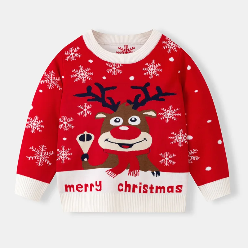 

Children's Santa Claus Sweater for Boys Girls Autumn Winter Tops Clothing Baby Kids Christmas Cartoon Jacquard Double Pullover