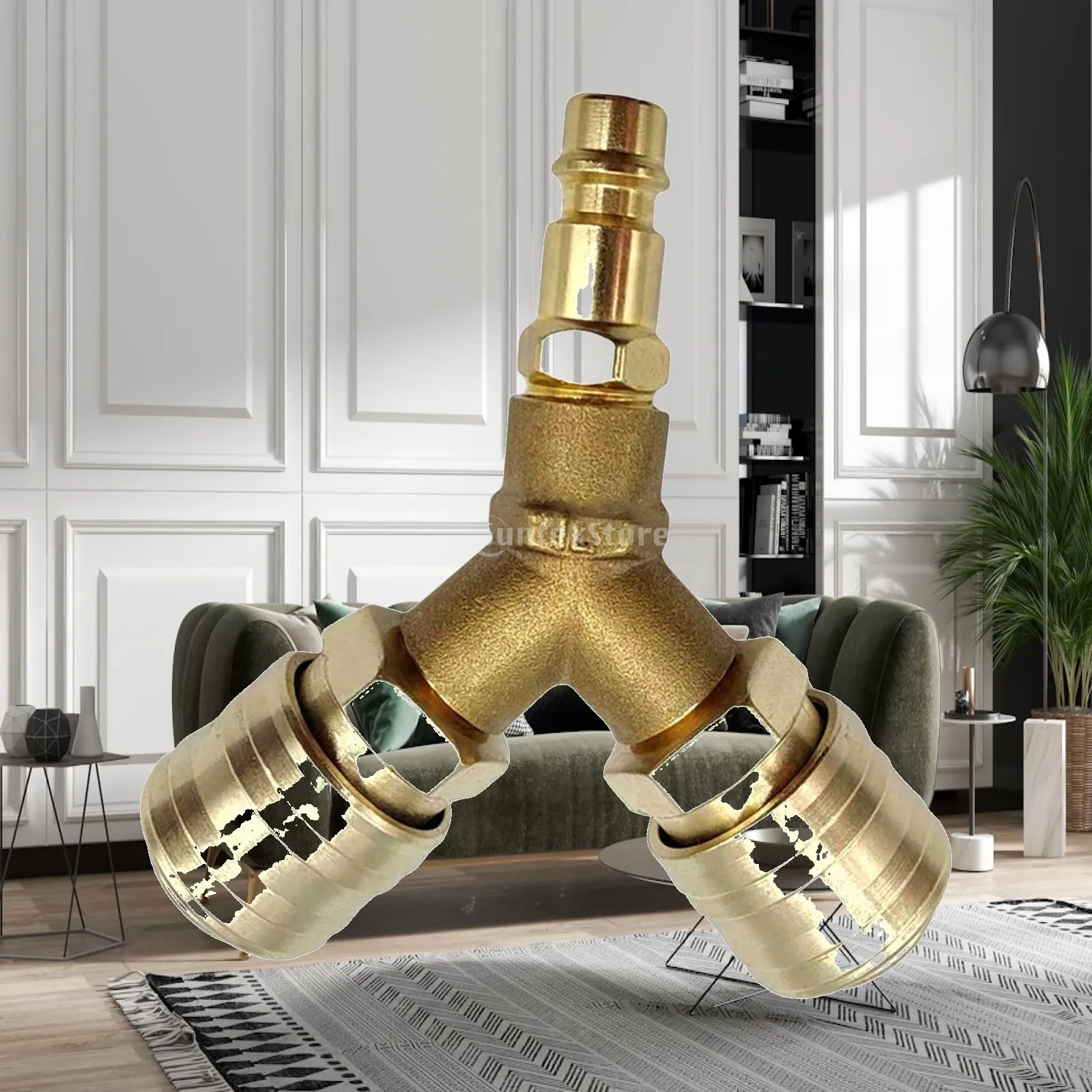 Efficient Pneumatic Connector Air Splitter Iron Double Coupling Quick Coupling Compact Distributor for Workshop Compressor