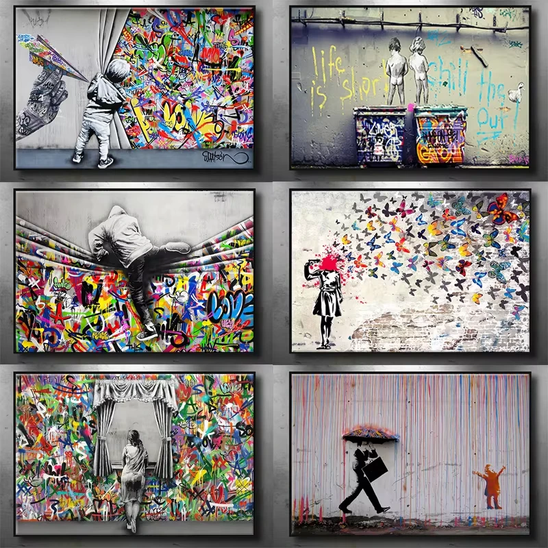 Banksy Graffiti Street Pop Art 5D DIY Diamant-Malerei Stickerei Schmetterling Gehirne Mädchen Kreuzstich Wanddekoration Handarbeit Raumdekoration