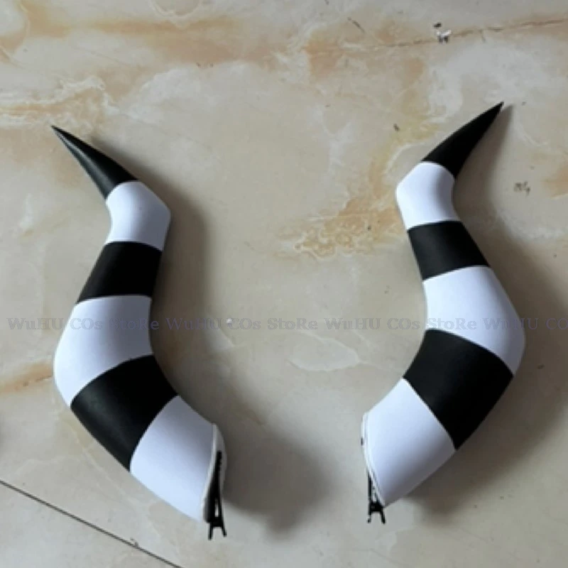 Anime Helluva Cosplay Boss Moxxie Cosplay Moxxie Horns Bilitzo Prop Balck White Bend Horns Women Men Halloween Cosplay Prop