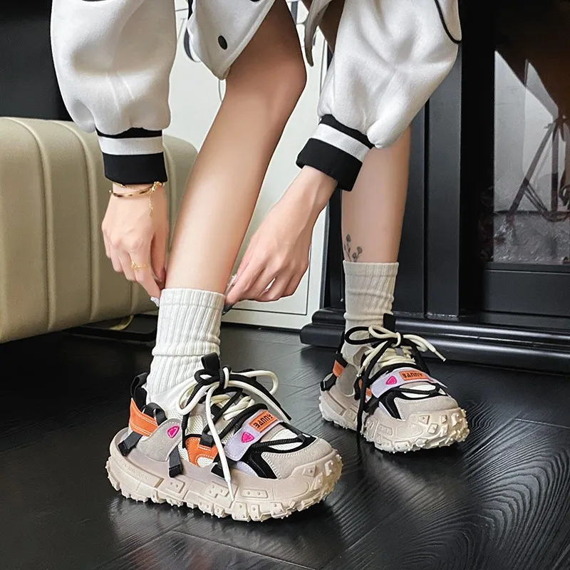 Fashion Match Color Daddy Shoes Women 2024 Spring New Korean Version of Muffin Thick Sole Running Sports Casual Shoes