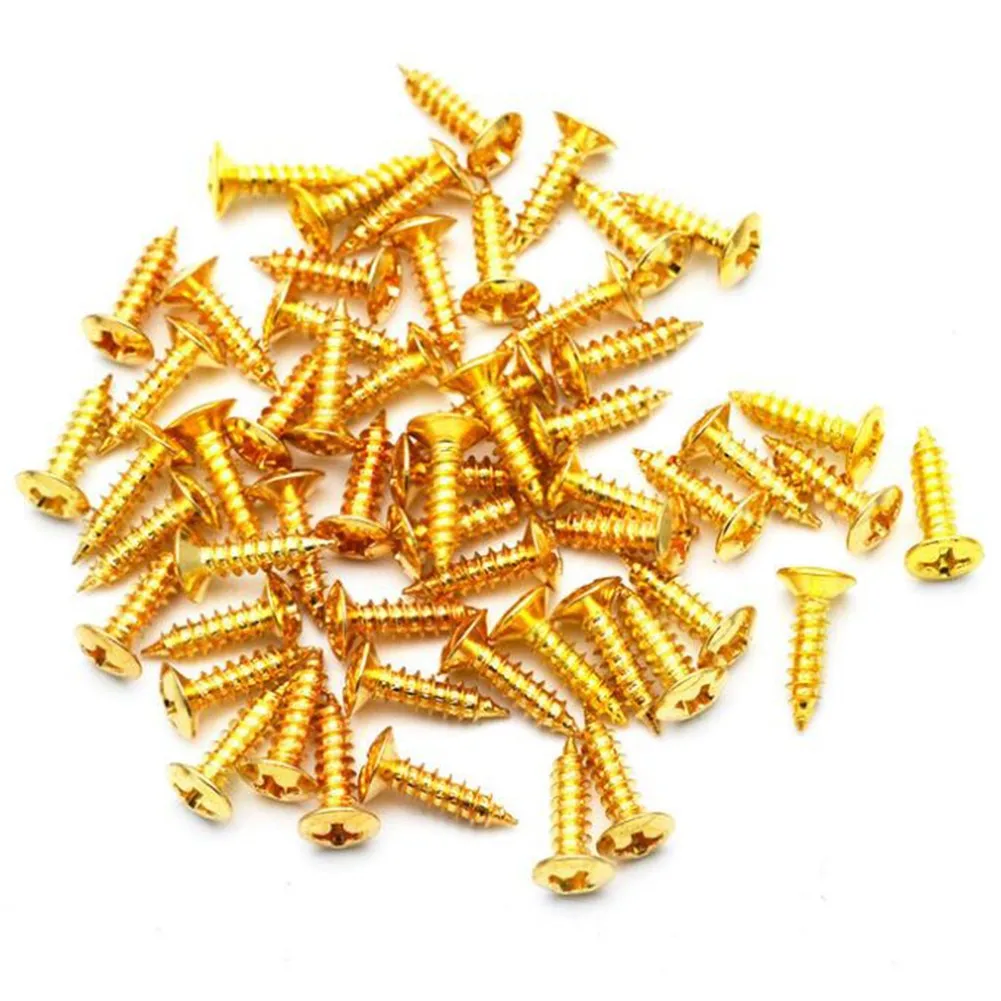 Metal Guitar Pickguard Scratchplate Screws, 50PCS with Box, Usage, Handy Storage Box , Black/Chrome/Gold/Titanium