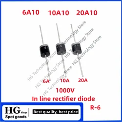 20PCS/Lot Rectifier diode 6A10 10A10 20A10 Current 6A/10A /20A Voltage 1000V in line coarse pin R-6 rectifier