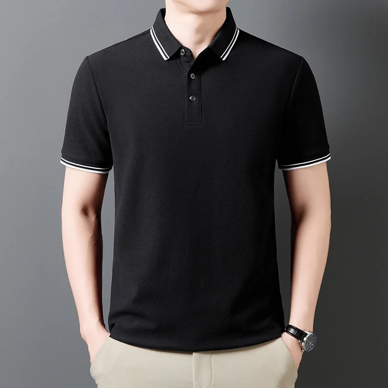 

Summer New Men's Short-sleeved Lapel Cotton Polo Shirt Casual Men Top 100 Cotton Comfort T-shirt Polo Shirt Solid Color 2025