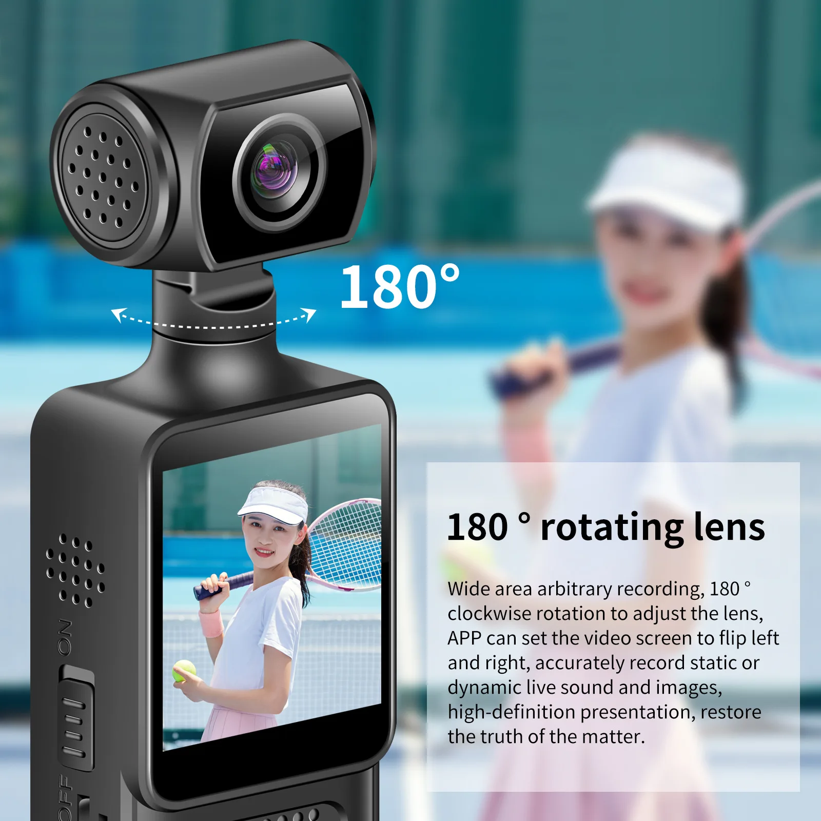 2K sports pocket camera 4G Sim Network Wireless 180 degree rotating lens creatively compact and portable Driver recorder