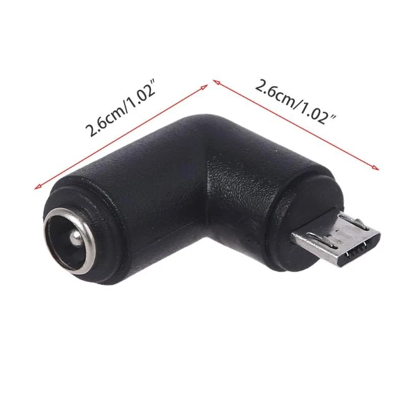 W89C 5V 90 درجة 5.5 × 2.1 مم أنثى إلى Micro USB شحنة محول