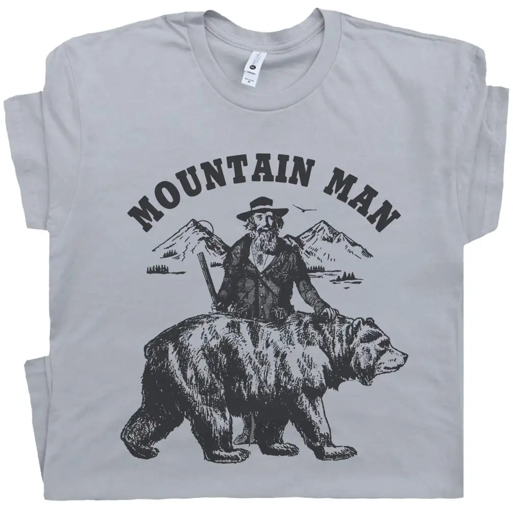 Mountain Man T Shirt Cool Wilderness Graphic Tshirts for Men Vintage Moonshine Popcorn Sutton Grizzly Bear Country Music