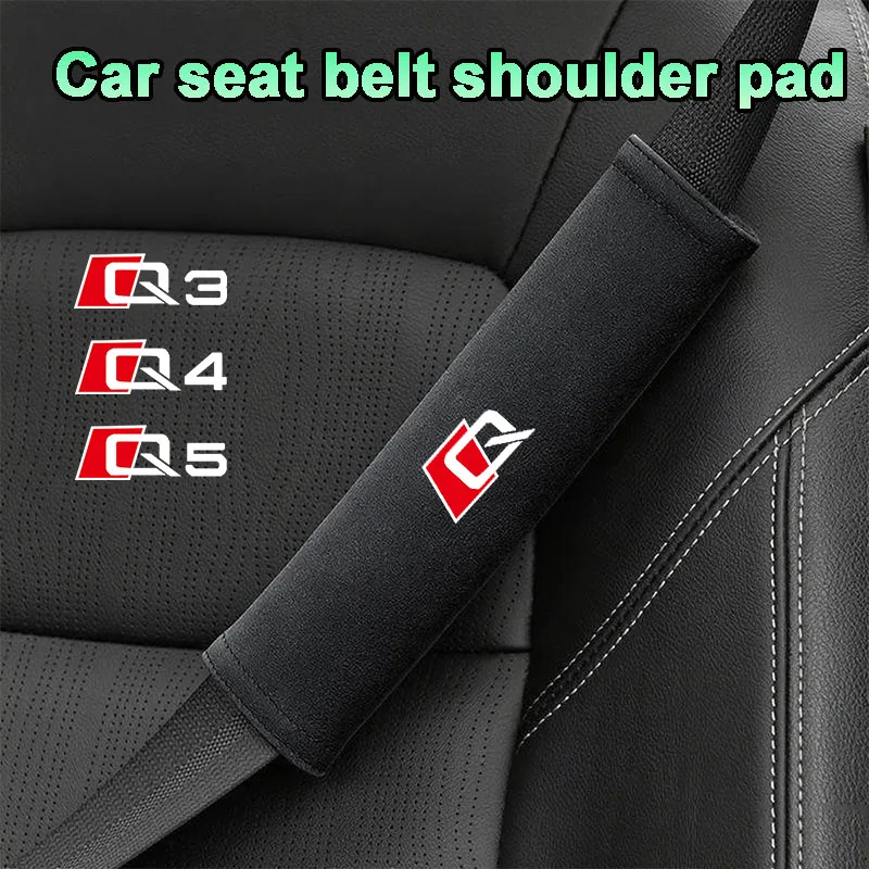 Hombrera de gamuza sintética para automóvil, cojín para cinturón de seguridad, tacto suave, evita molestias, accesorios para automóvil, para Audi Q Q3 Q4 Q5