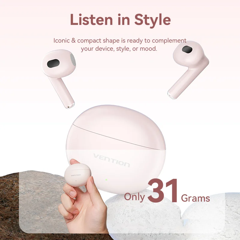 Vention Wireless Earphones Bluetooth 5.3 Headset TWS Hi-Fi Stereo Sports with Mic Earbud Low Latency Headphones Touch Control