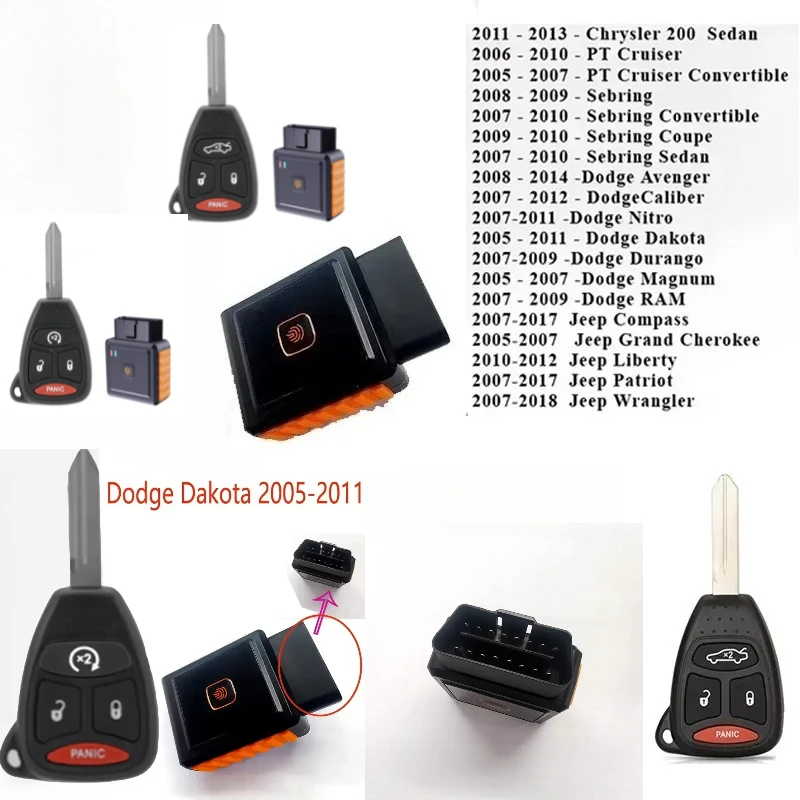 

3 + 1 кнопки KOBDT04A OBD Kits Programmer 315 МГц Автомобильный брелок для Dodge Ram Nitro Durango Caliber Avenger Автомобильные аксессуары