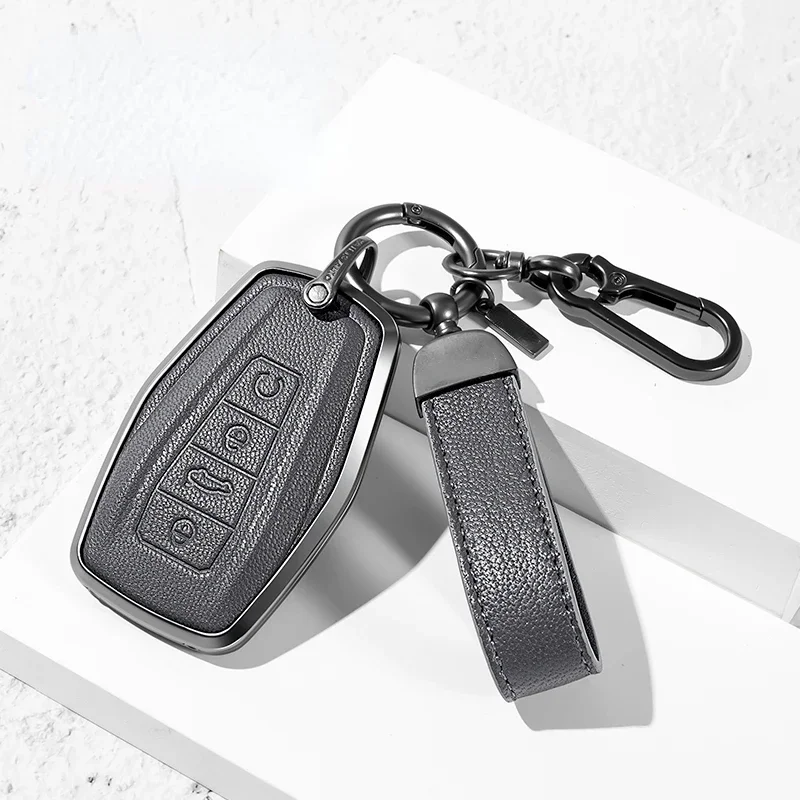 

Car Key Protection Cover for Geely Coolray Preface Icon Atlas Monjaro Emgrand Zinc Alloy + Leather Car Remote Key Case Cover