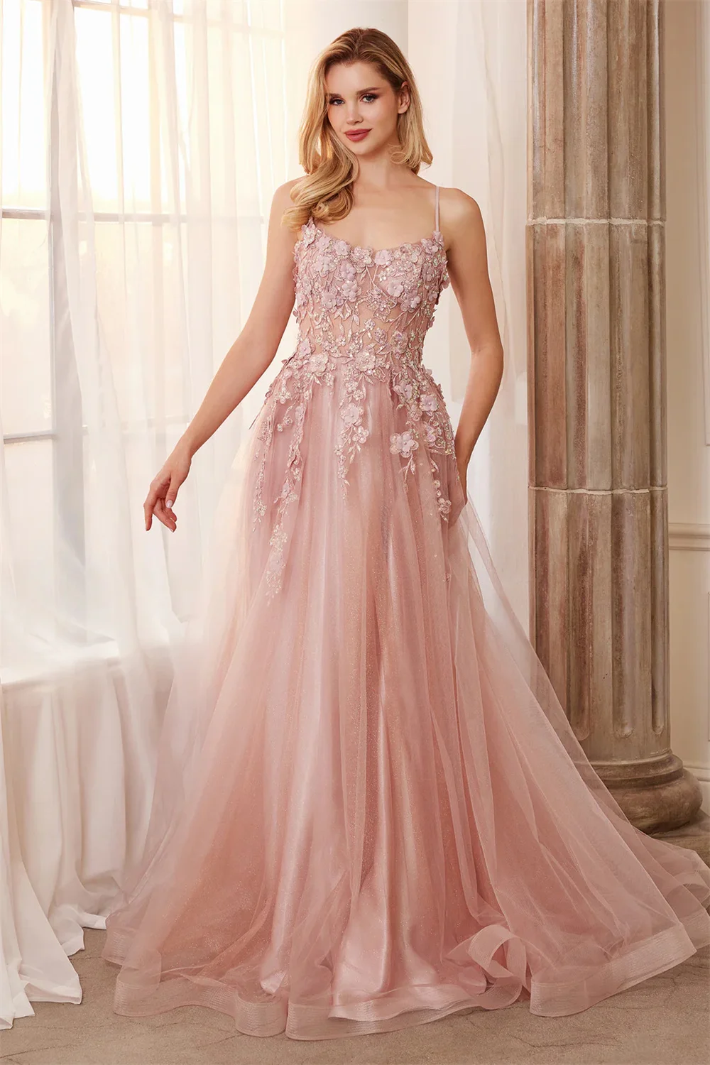 Amanda Princess Tulle Prom Gown Sweet Lace Embroidery A-line Evening Formal Elegant Sleeveless Floor-length Party Dresses 2024