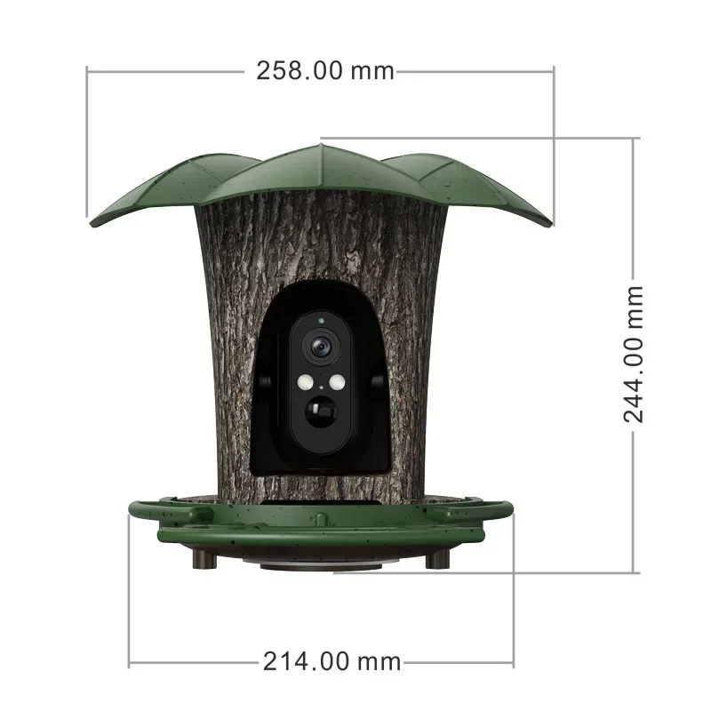 2024 ai Smart Bird Feeder Camera New Solar Powered Rechargeable and Waterproof for Outdoor Patio Birds Feeding