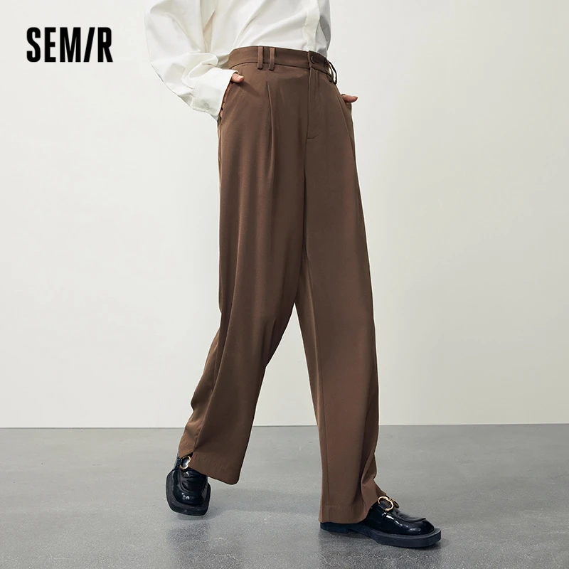 Semir 2023 Women Pants Casual Pants Autumn New High-waisted Drape Trousers  Side Slits for Commuting Pants for Women