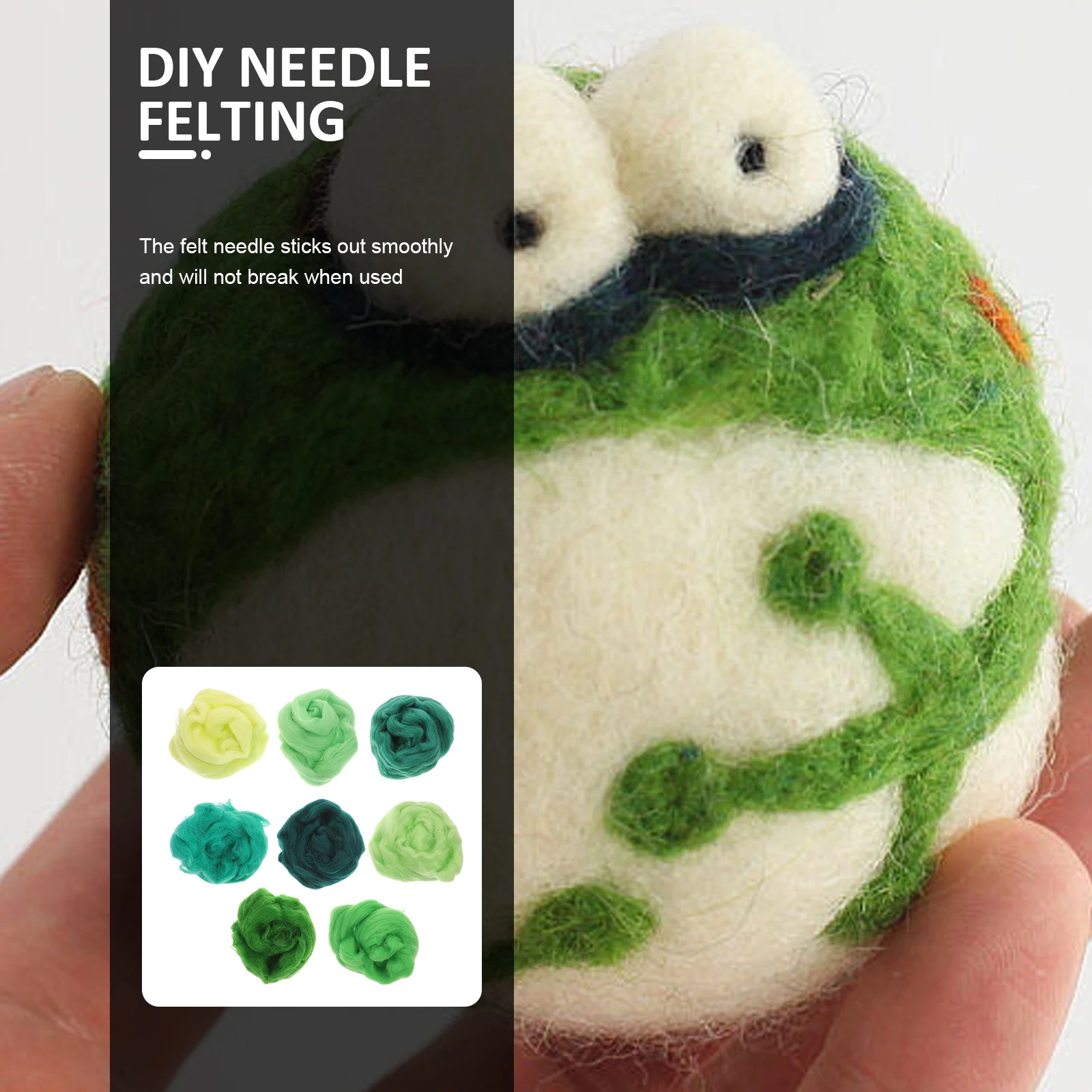 

8 Pcs Wool Felt Kit Roving Needle Felting Supplies Handmade Material Craft Tools Accessories Child DIY Felting Set Portable