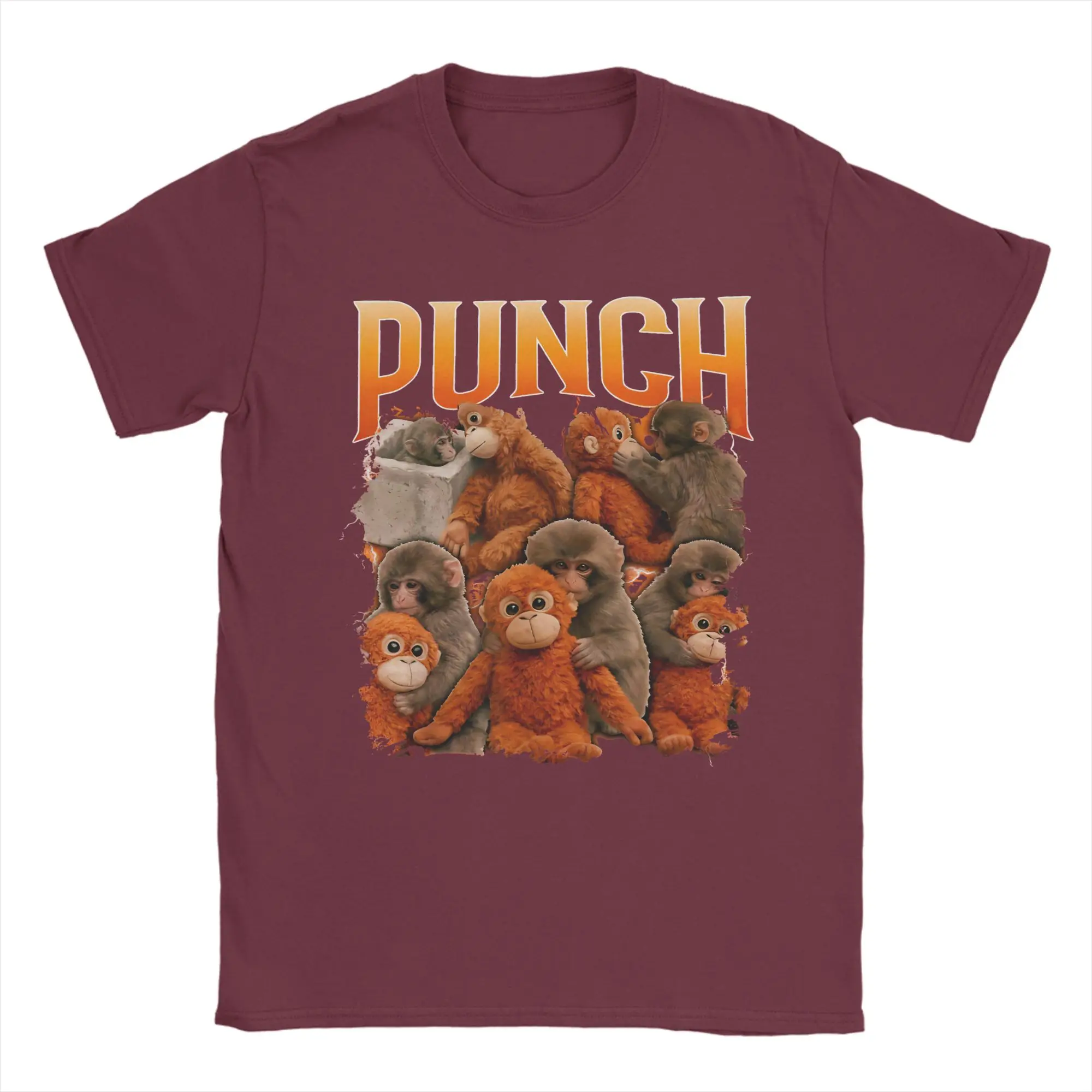 Print Oran-Mother Punch Monkey T Shirt Men's Cotton Short Sleeve  Crewneck Summer TopsTops