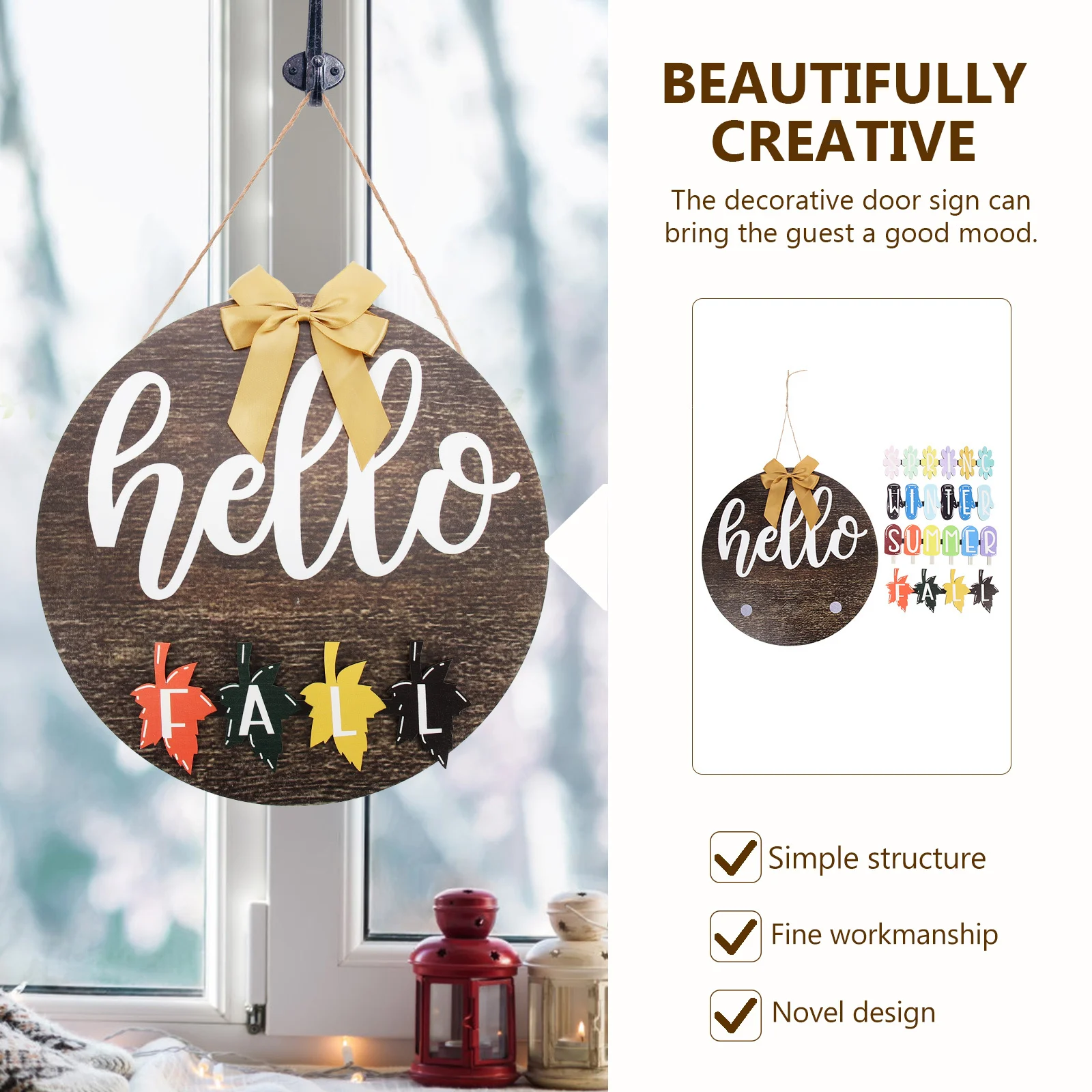 

1Set Wooden Door Sign Creative Home Decoration Hanging Plaque Festive Front Door Adorn Beautifully Crafted Welcome Board