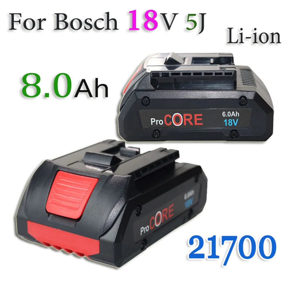 

For Bosch 18V 6.0Ah 21700 5J Li-ion Battery，Compatible BAT609 BAT618 GBA Electric Tools Replacement